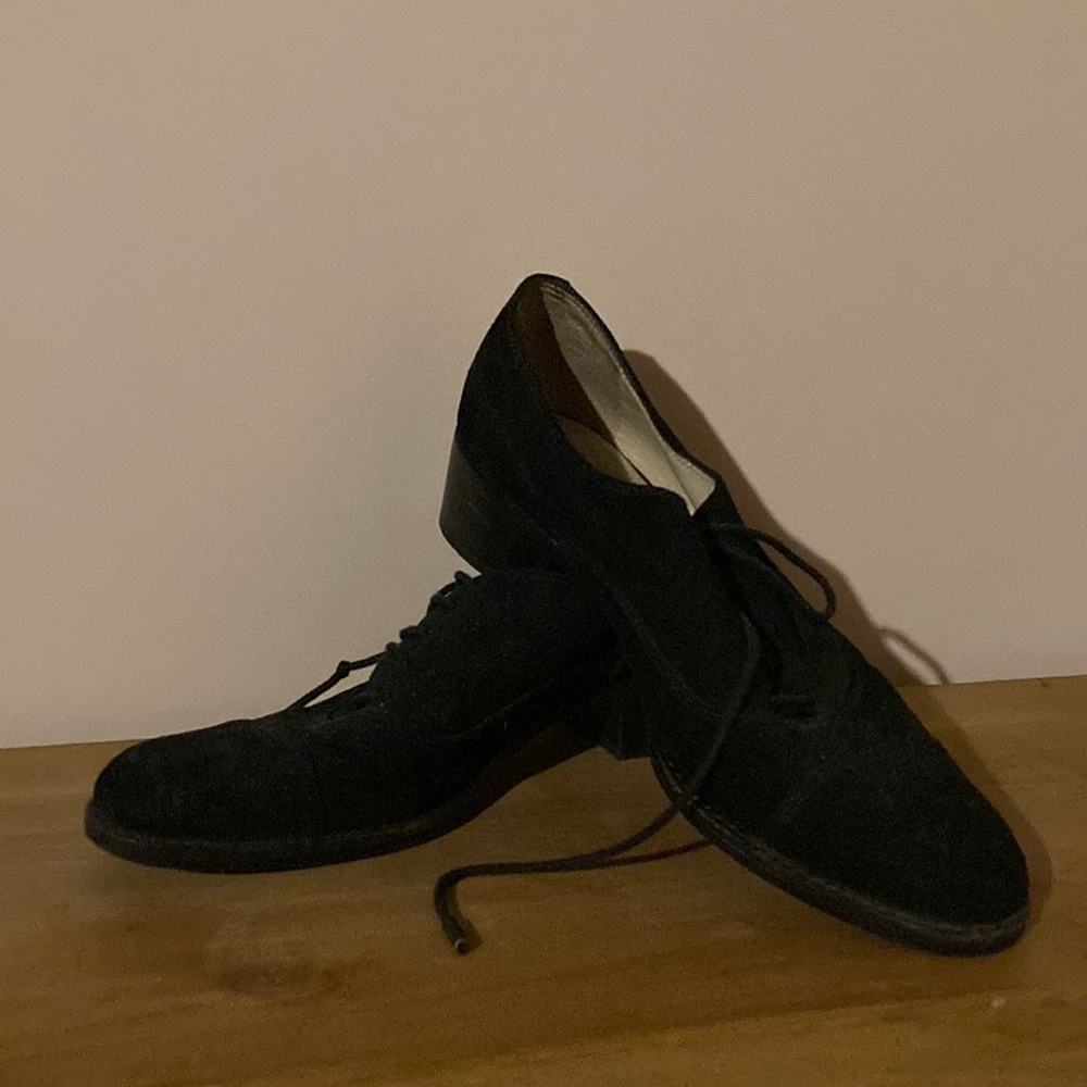 Black Suede with Wood Heels